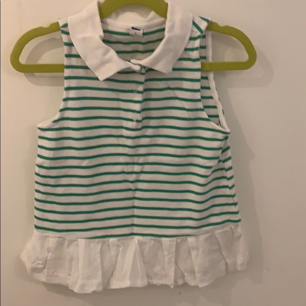 Janie and Jack green and white striped top